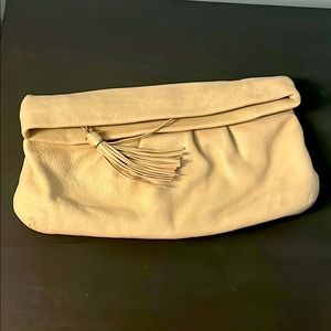 Banana Republic cream leather clutch
